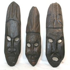 Hand Carved Balinese Masks Set of Three