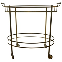 Mid-Century Tiered Brass Bar Cart