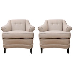 Button Back Mid-Century Club Chairs Pair