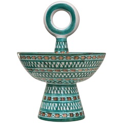 Mid-Century Ceramic Painted Compote by Robert Picault