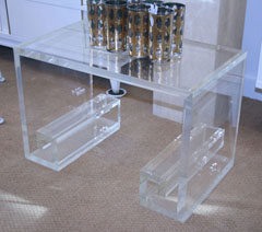 Small Lucite Occasional Table with Greek Key Design