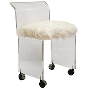 Mid-Century Lucite Chair In Faux-Mongolian Lamb's Wool