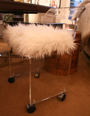 Lucite Vanity Chair Castors Faux Mongolian Lamb