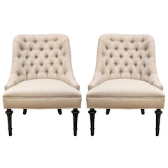 Mid-Century Slipper Chair Pair