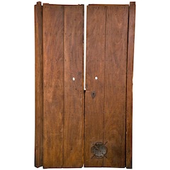 Mid-Century Pair of Iron Wood Doors