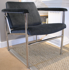 Pair of Sleek Italian Chrome Armchairs