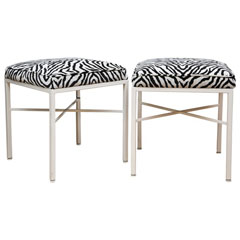 Single White Lacquered Zebra Benches