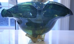 Metallic Blue Glass Bowl